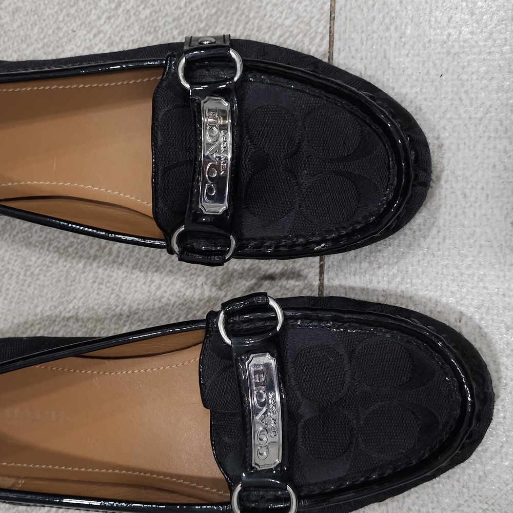 Coach Black Classic Loafers with Silver Accents